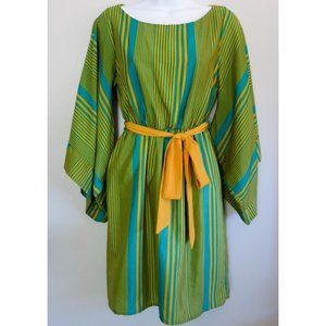 Pink Owl Bell Sleeve Kimono Dress Green Size Small